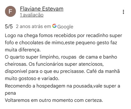 Avaliação 5/5 de Flaviane Estevam no Google